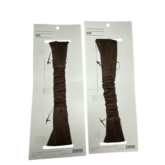 Set Lot of 2 Hairitage by Mindy McKnight Suede Twist Headbands Chocolate Brown - Picture 3 of 4